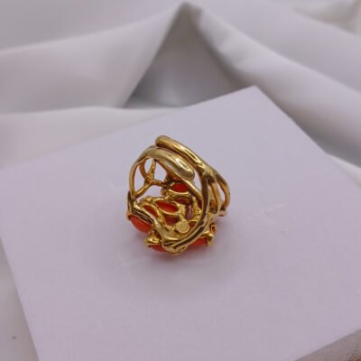 Anello in autentico corallo Mediterraneo pesca-arancione -modello 12 - immagine 2