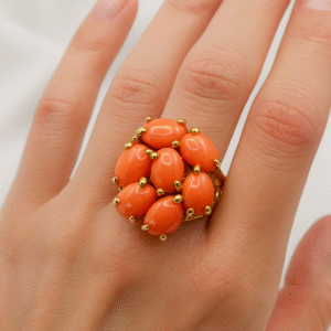 Anello in autentico corallo Mediterraneo-modello 20