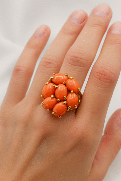 Anello in autentico corallo Mediterraneo-modello 20