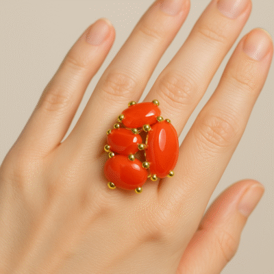 Anello in autentico corallo Mediterraneo-modello 24