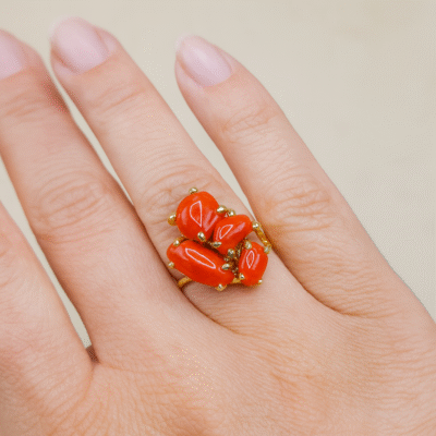 Anello in autentico corallo Mediterraneo-modello 24