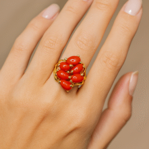Anello in autentico corallo Mediterraneo-modello 6