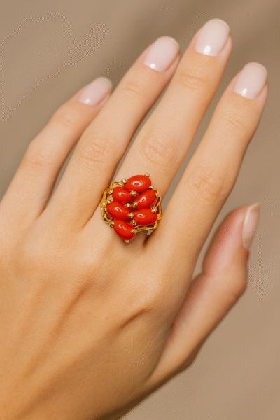 Anello in autentico corallo Mediterraneo-modello 6