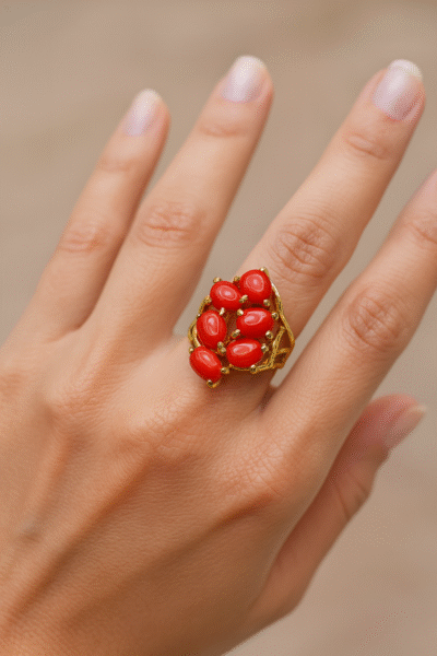 Anello in autentico corallo Mediterraneo-modello 5