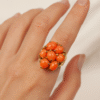 Anello in autentico corallo Mediterraneo pesca-arancione -modello 14