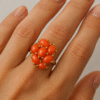Anello in autentico corallo Mediterraneo pesca-arancione -modello 13