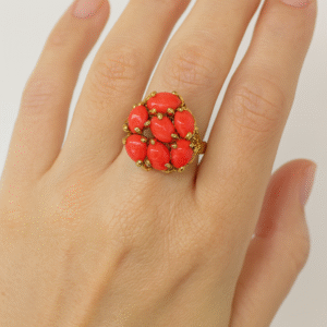 Anello in autentico corallo Mediterraneo pesca-arancione -modello 12