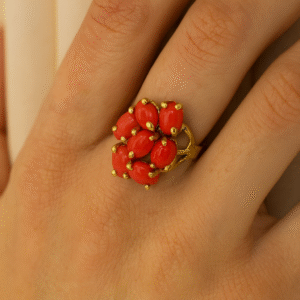 Anello in autentico corallo Mediterraneo-modello 19