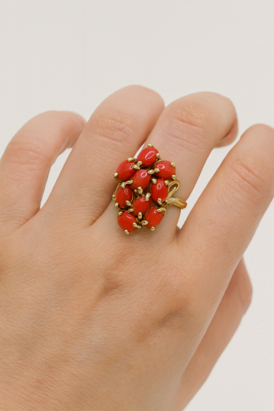 Anello in autentico corallo Mediterraneo-modello 8