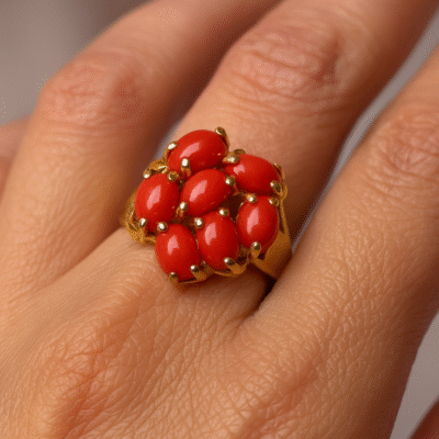 Anello in autentico corallo Mediterraneo-modello 18
