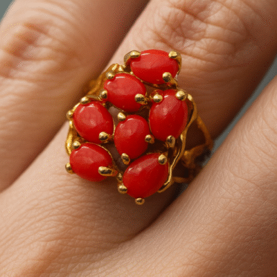 Anello in autentico corallo Mediterraneo-modello 7