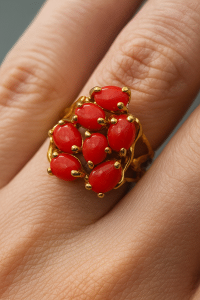 Anello in autentico corallo Mediterraneo-modello 7