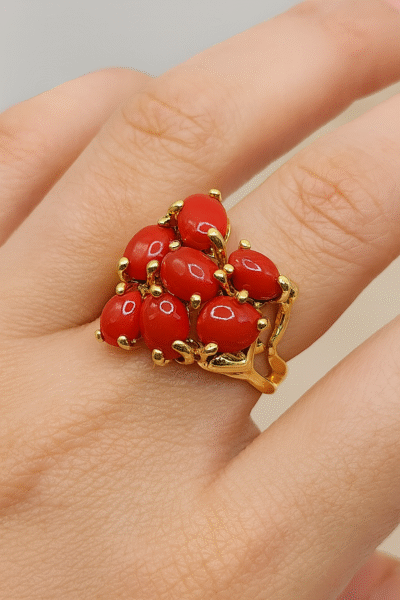 Anello in autentico corallo Mediterraneo-modello 2