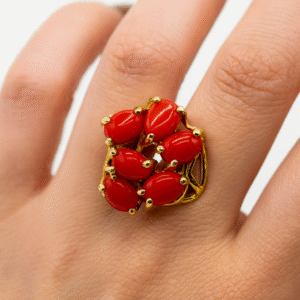 Anello in autentico corallo Mediterraneo-modello 4