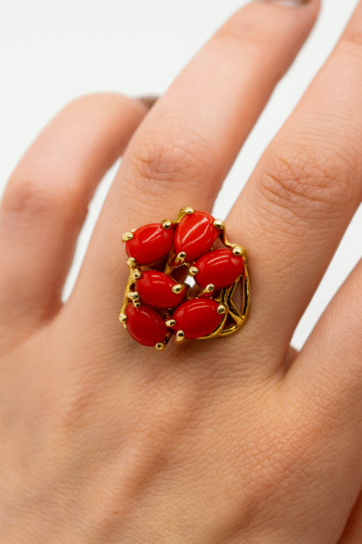 Anello in autentico corallo Mediterraneo-modello 4