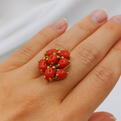 Anello in autentico corallo Mediterraneo-modello 3