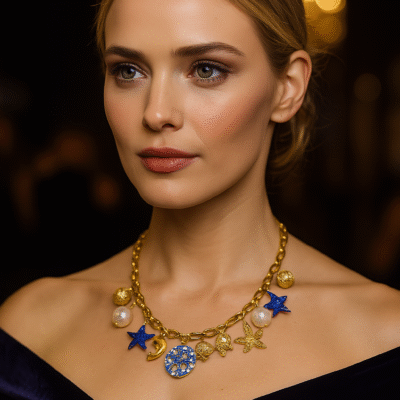 Collana con catena a maglie larghe in acciaio inox anallergico 316 L con ciondoli-modello Los Angeles
