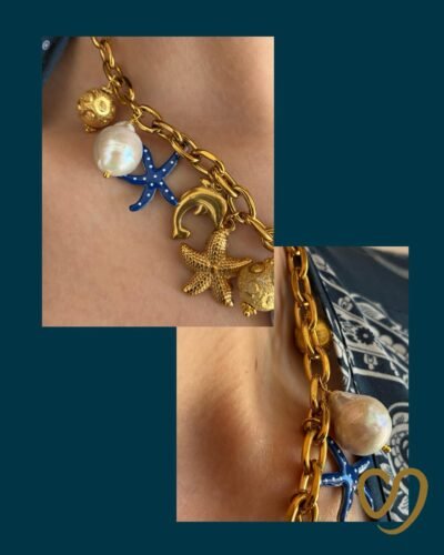 Collana con catena a maglie larghe in acciaio inox anallergico 316 L con ciondoli-modello Los Angeles