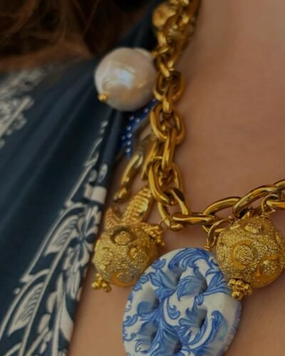 Collana con catena a maglie larghe in acciaio inox anallergico 316 L con ciondoli-modello Los Angeles