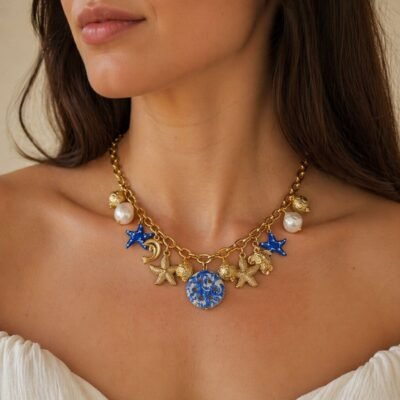 Collana con catena a maglie larghe in acciaio inox anallergico 316 L con ciondoli-modello Los Angeles