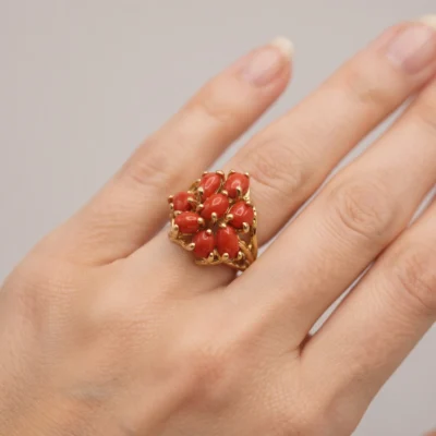 Anello in autentico corallo Mediterraneo-modello 22
