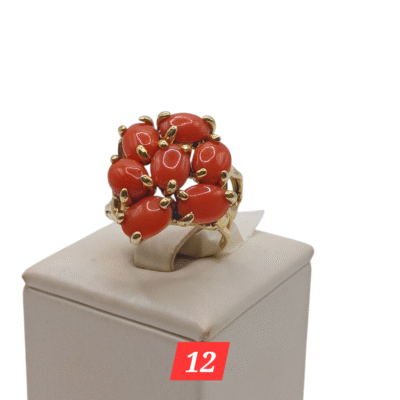 Anello in autentico corallo Mediterraneo pesca-arancione -modello 12
