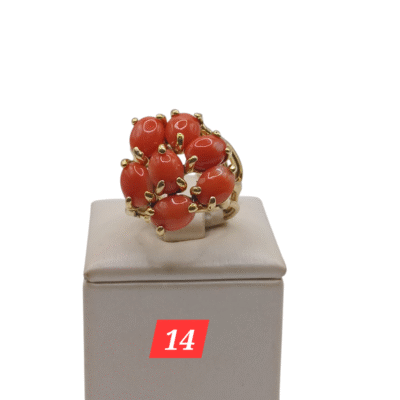 Anello in autentico corallo Mediterraneo pesca-arancione -modello 14