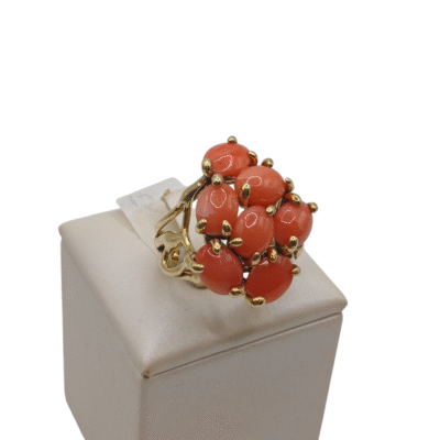 Anello in autentico corallo Mediterraneo pesca-arancione -modello 15 - immagine 2