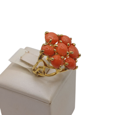 Anello in autentico corallo Mediterraneo pesca-arancione -modello 17 - immagine 2