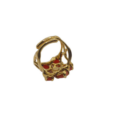Anello in autentico corallo Mediterraneo pesca-arancione -modello 15 - immagine 3