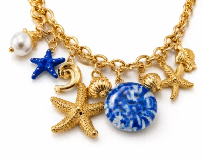 Collana con catena a maglie larghe in acciaio inox anallergico 316 L con ciondoli-modello Los Angeles