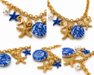 Collana con catena a maglie larghe in acciaio inox anallergico 316 L con ciondoli-modello Los Angeles