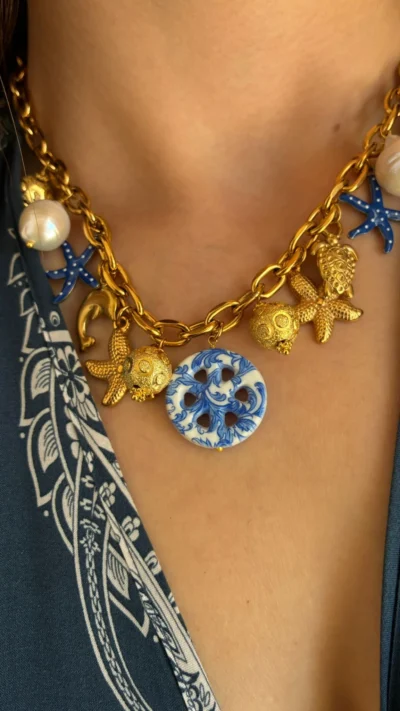 Collana con catena a maglie larghe in acciaio inox anallergico 316 L con ciondoli-modello Los Angeles