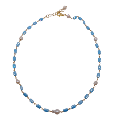 Collana con cristalli e perle scaramazze-modello Isola Itaca