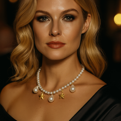 Collana con perle d’acqua dolce e perle scaramazze, ciondoli-modello Isola Santorini