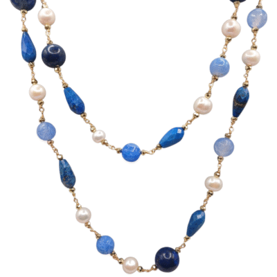 Collana con le pietre naturali e perle-modello Isola Naxos - immagine 3