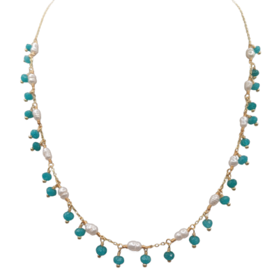 Collana con le perle scaramazze e pietre naturali-Modello Isole Sporadi - immagine 2
