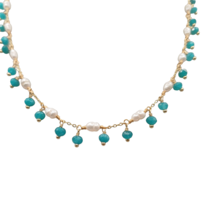 Collana con le perle scaramazze e pietre naturali-Modello Isole Sporadi