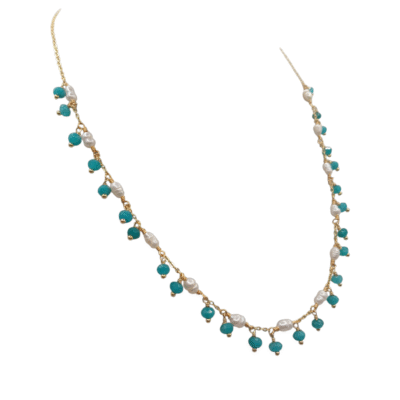 Collana con le perle scaramazze e pietre naturali-Modello Isole Sporadi - immagine 3