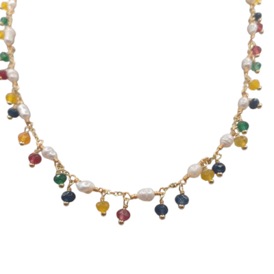 Collana con le perle scaramazze e pietre naturali-Modello Piccole Clicadi