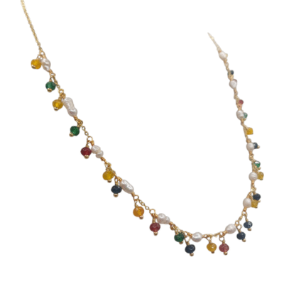Collana con le perle scaramazze e pietre naturali-Modello Piccole Clicadi - immagine 3