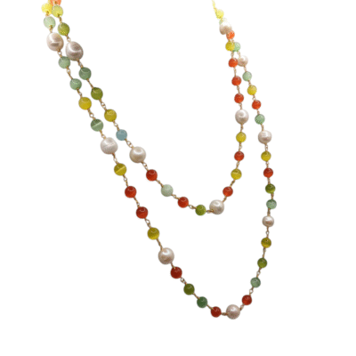 Collana con le pietre in agata e perle di acqua dolce-modello Isola Zante - immagine 2