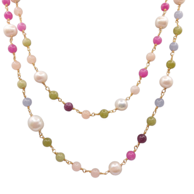 Collana con le pietre in agata e perle di acqua dolce-modello Isola Milo