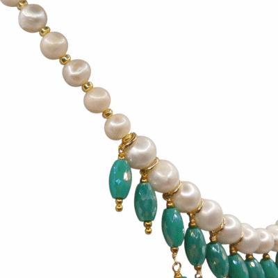 Collana con perle d’acqua dolce e cristallo sfaccettato verde-modello Isola Corfù - immagine 4