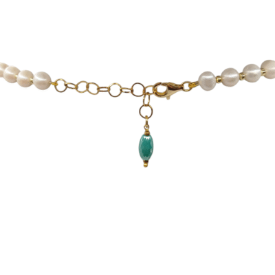 Collana con perle d’acqua dolce e cristallo sfaccettato verde-modello Isola Corfù - immagine 5