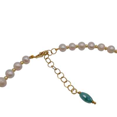 Collana con perle d’acqua dolce e cristallo sfaccettato verde-modello Isola Corfù - immagine 6
