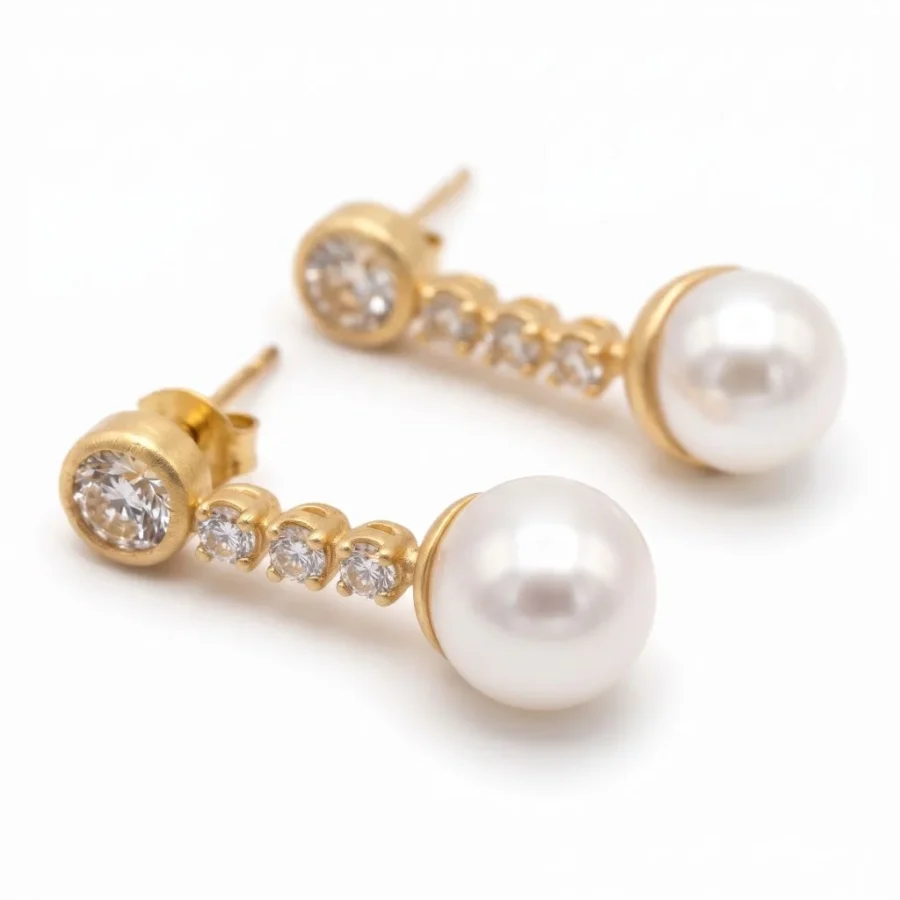 Orecchini con perle d'acqua dolce e Zirconi in argento 925-modello Emily