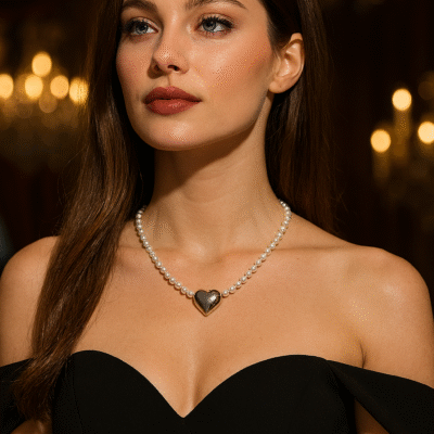 Collana con le perle scaramazze e cuore-modello Isola Tenerife