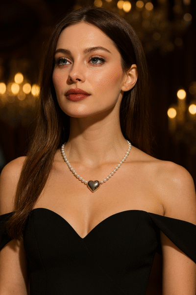Collana con le perle scaramazze e cuore-modello Isola Tenerife