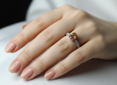 Anello con pietre dure naturali fluorite-modello Mia